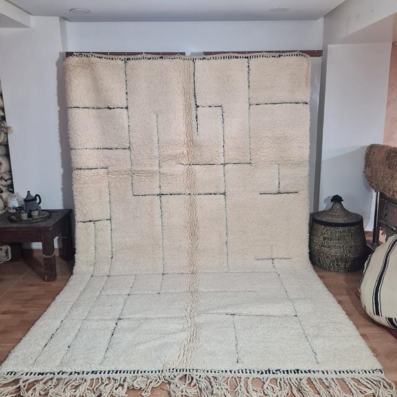 White Ebrahim Marokkaans handgemaakt tapijt